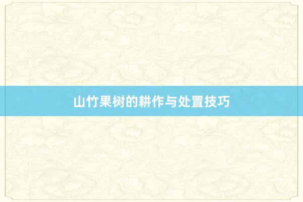 山竹果树的耕作与处置技巧